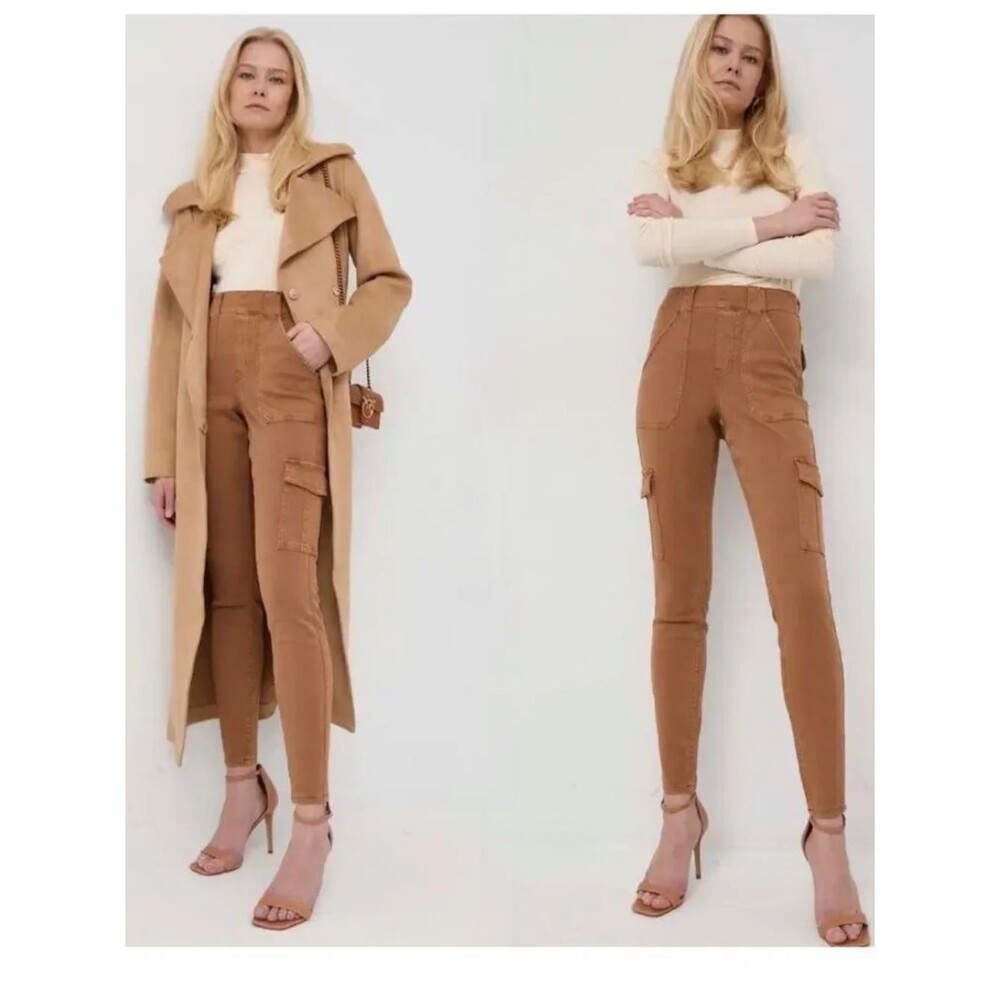 SPANX Stretch Twill Ankle Cargo Pants Honey Glow Size Medium NEW